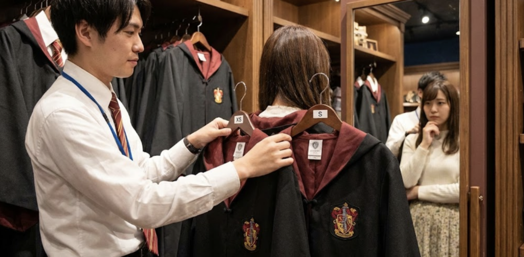 【結論】スタジオツアーのローブは「身長」より「肩幅」で選ぶべき