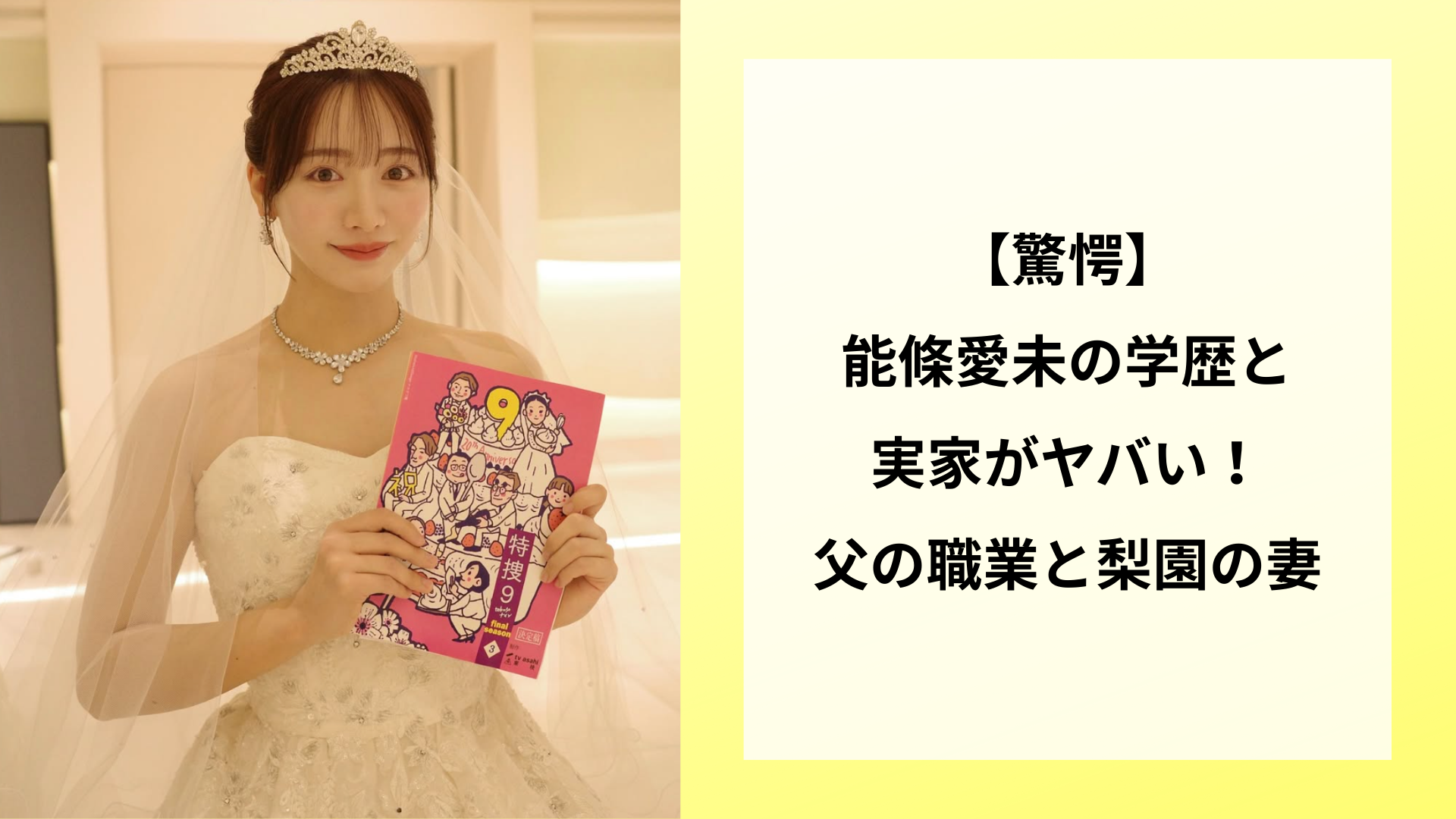 【驚愕】能條愛未の学歴と実家がヤバい!父の職業と梨園の妻