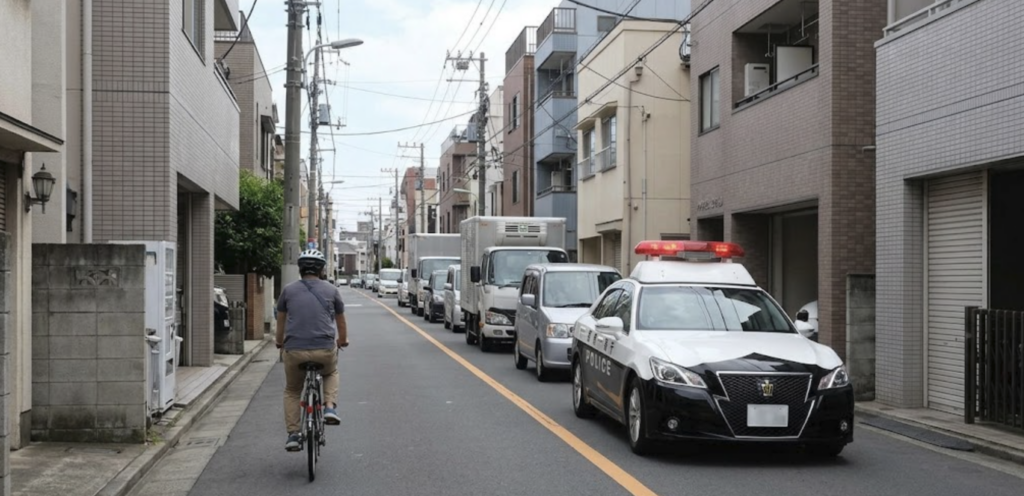 パトカーが自転車を抜かず渋滞した訳