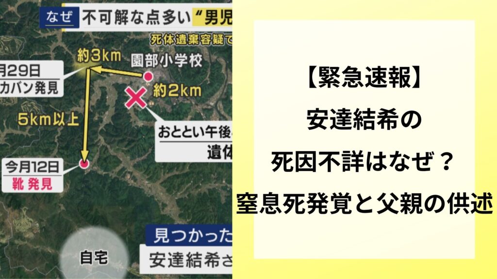【緊急速報】安達結希の死因不詳はなぜ？窒息死発覚と父親の供述